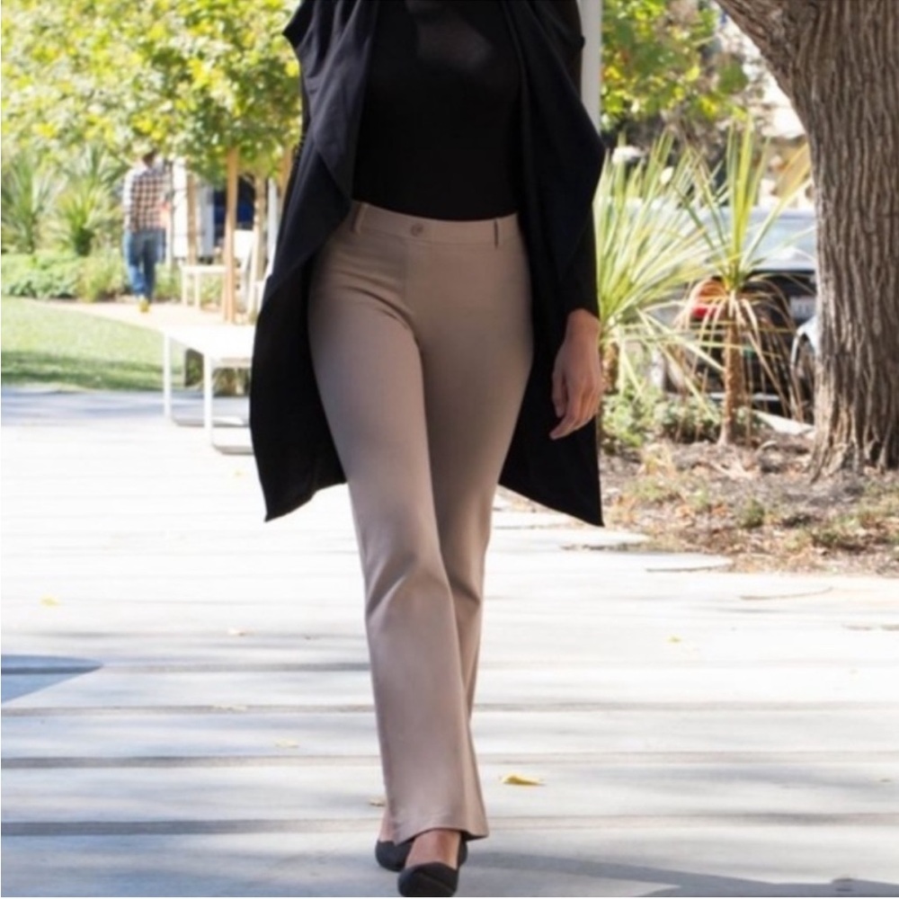 Betabrand Taupe Boot-Cut Pants